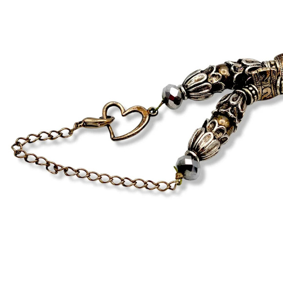 22" Pink Wedding Cake Embossed Enamel Beaded Statement Necklace Watermelon Beads - Picture 7 of 12